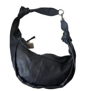 NWT Free People Lilith Black Leather Oversized Sling Bag Purse